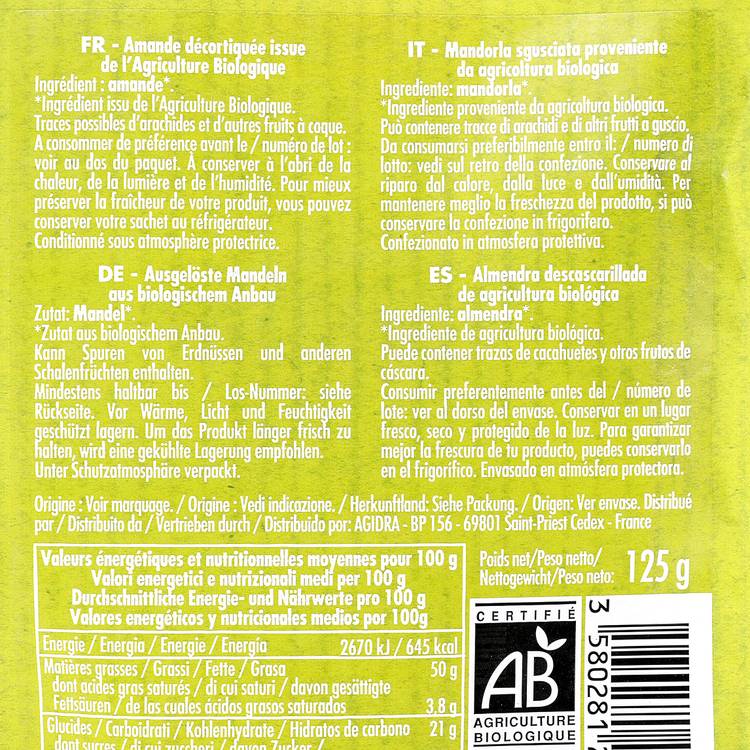 Les Amandes décortiquées BIO