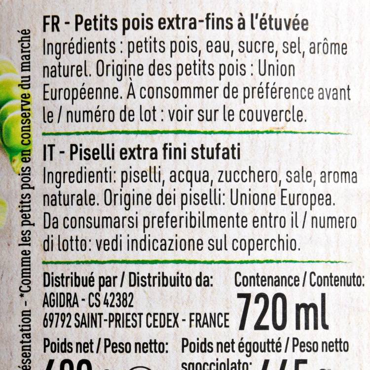 Les Petits pois extra fins