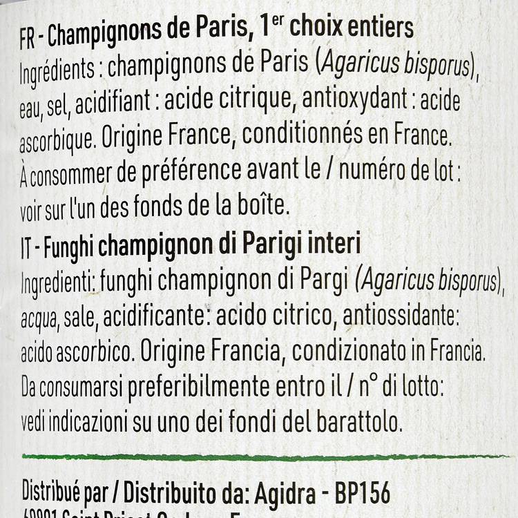 Les Champignons de Paris entiers