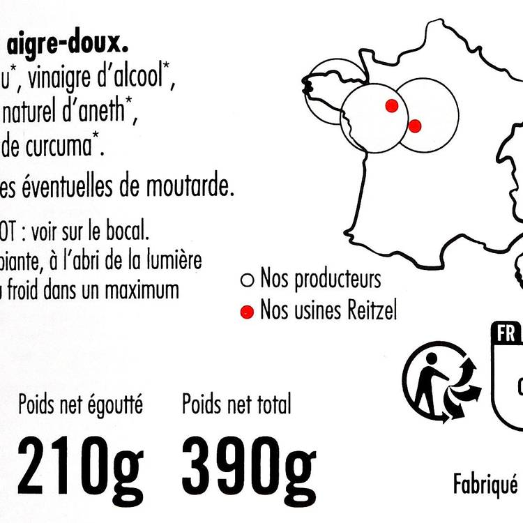 Les Rondelles de cornichon aigre doux "Hugo"
