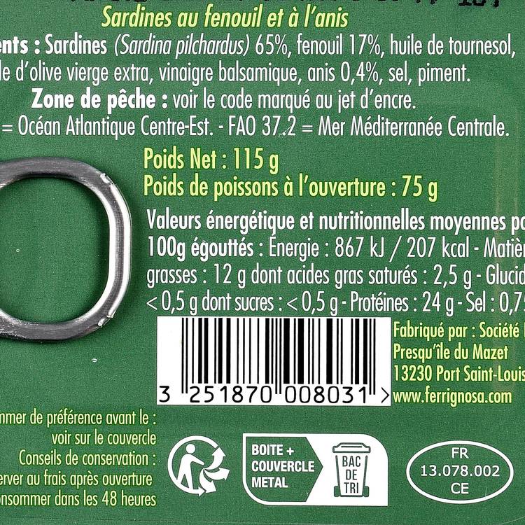 Les Sardines fenouil et anis