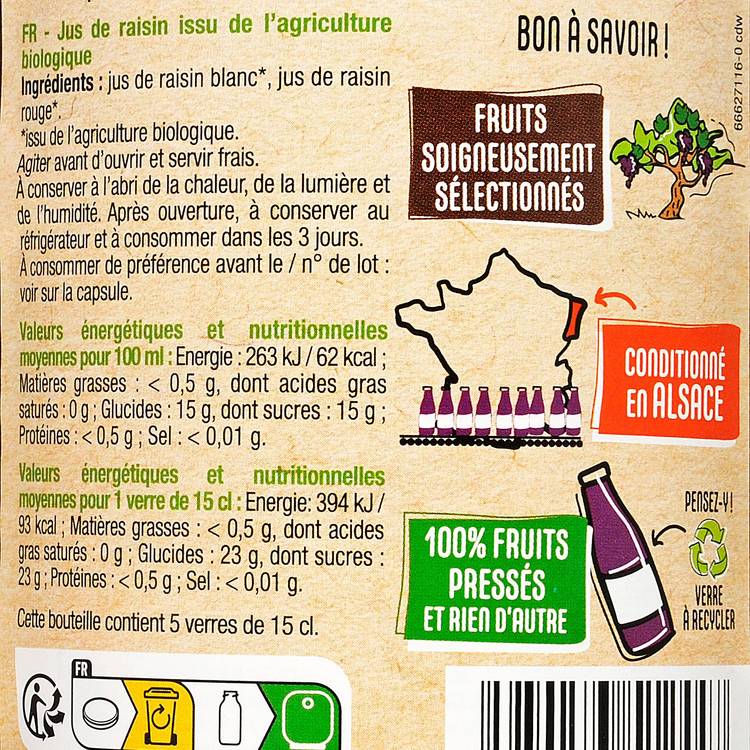 Le Pur jus de raisin BIO