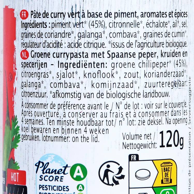 La Pâte de curry vert BIO