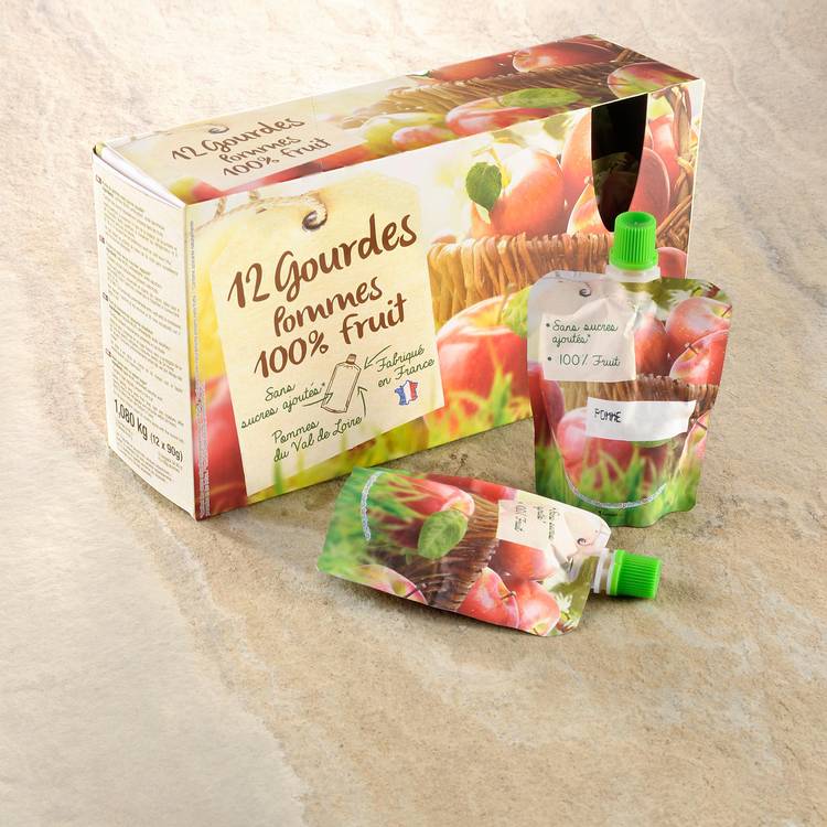 Les  Gourdes de compote de pomme sans sucre ajouté
