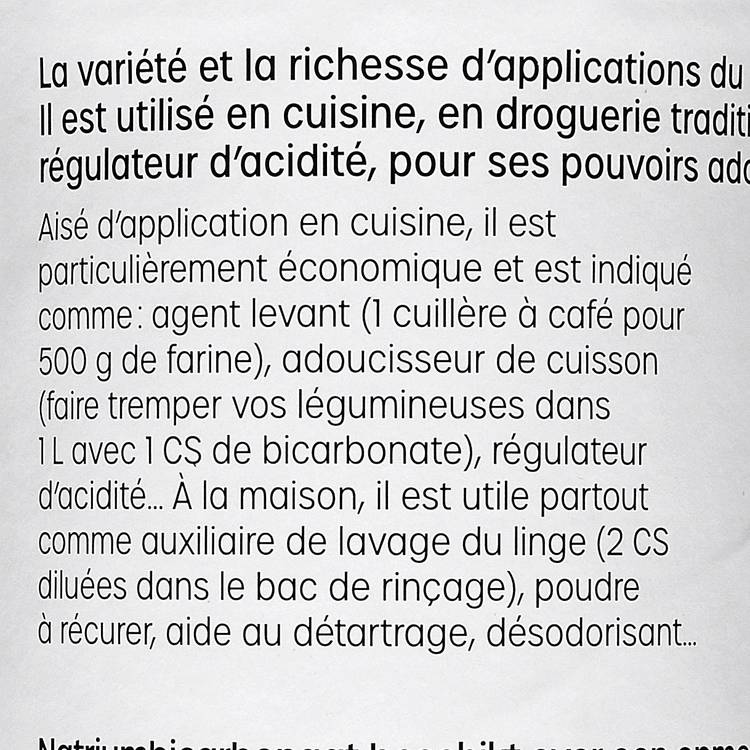 Le Bicarbonate de soude alimentaire