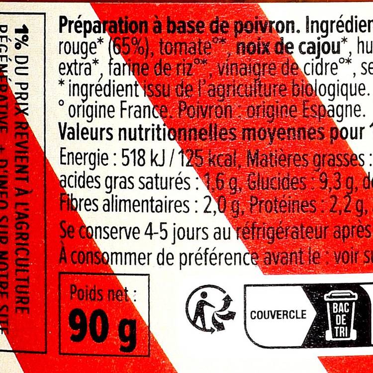 La Crème de poivron "Omie" BIO