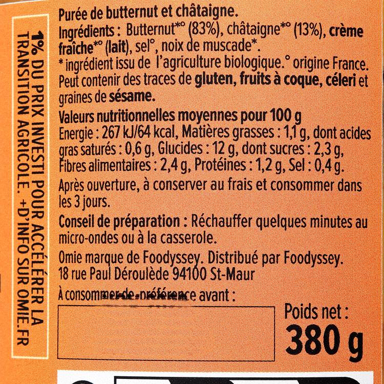 La Purée butternut châtaigne "Omie" AOP BIO