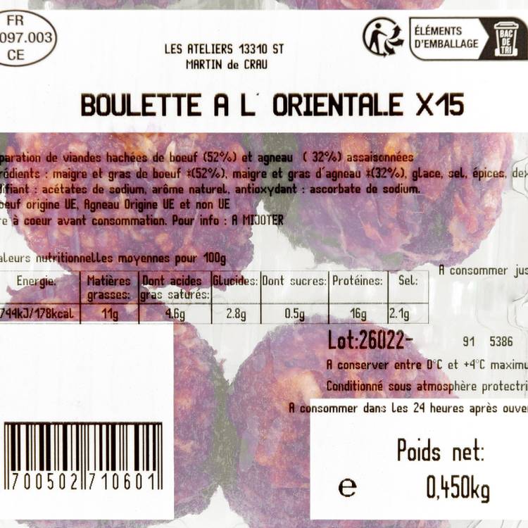 Les Boulettes de boeuf à l'oriental