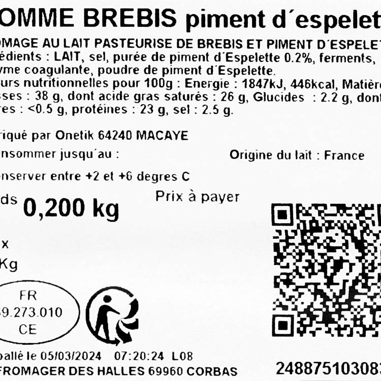 Le Pur brebis au piment d'Espelette