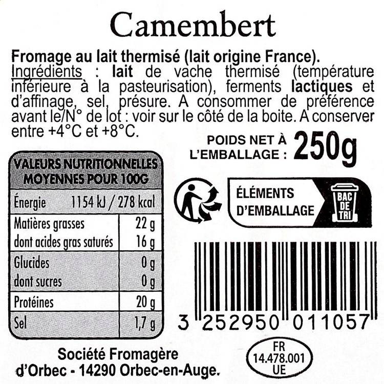 Le Camembert thermisé moulé louche