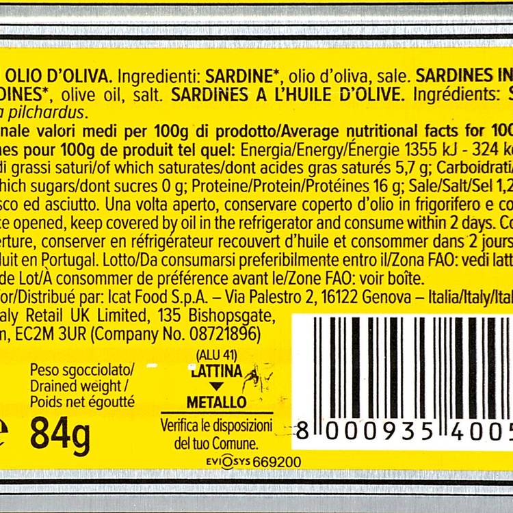 Les Sardines à l'huile d'olive "Parodi"