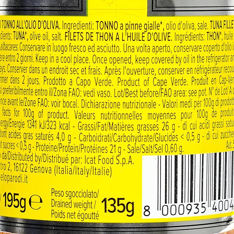 Les Filets de thon à l'huile d'olive "Parodi"
