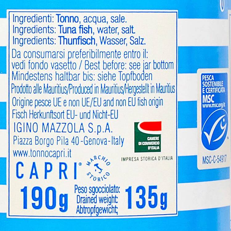 Les Filets de thon nature "Capri"