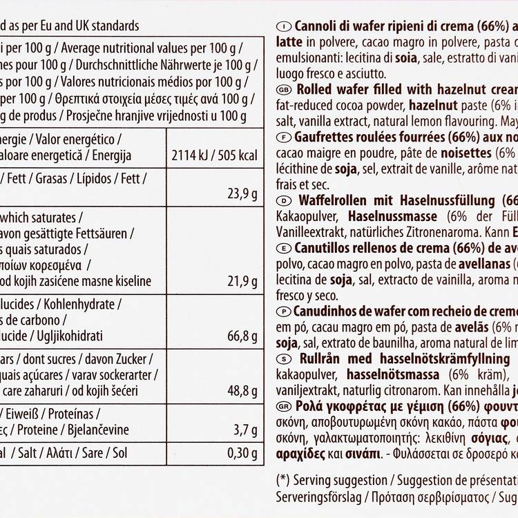 Les Rouleaux de gaufrette fourrés noisette