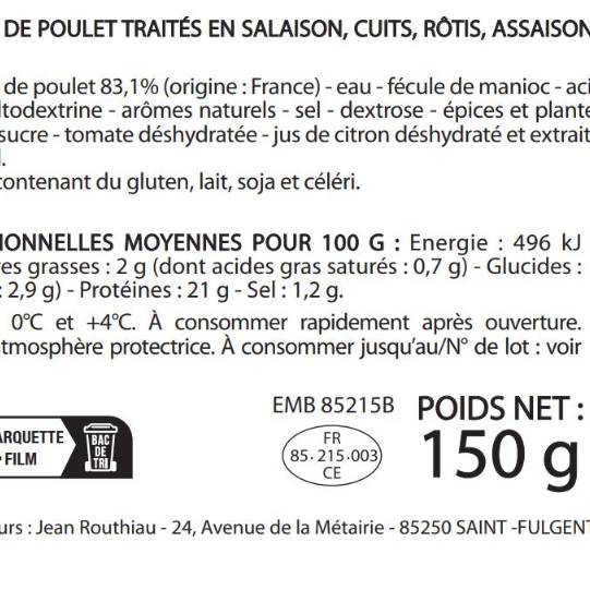 Les Emincés de filet de poulet rôti au thym et citron
